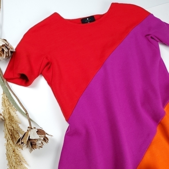 Lisa Perry Casual Coral Color Block Wool Dress 0 - Picture 13 of 16